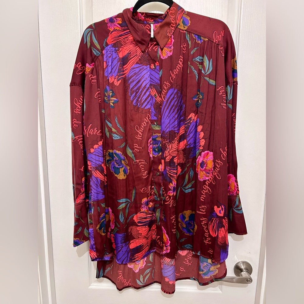 Free People Silky Nights Floral Blouse